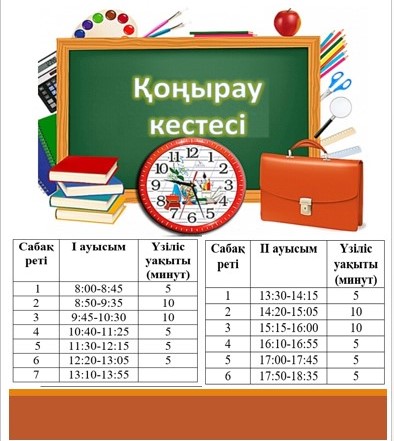 2024-2025 оқу жылының қоңырау кестесі