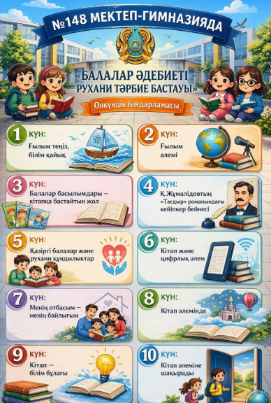 Кітап – рухани тәрбие бастауы: онкүндік бағдарламасы